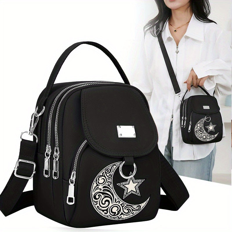 Modern Star and Moon Crossbody Bag Versatile Unisex
