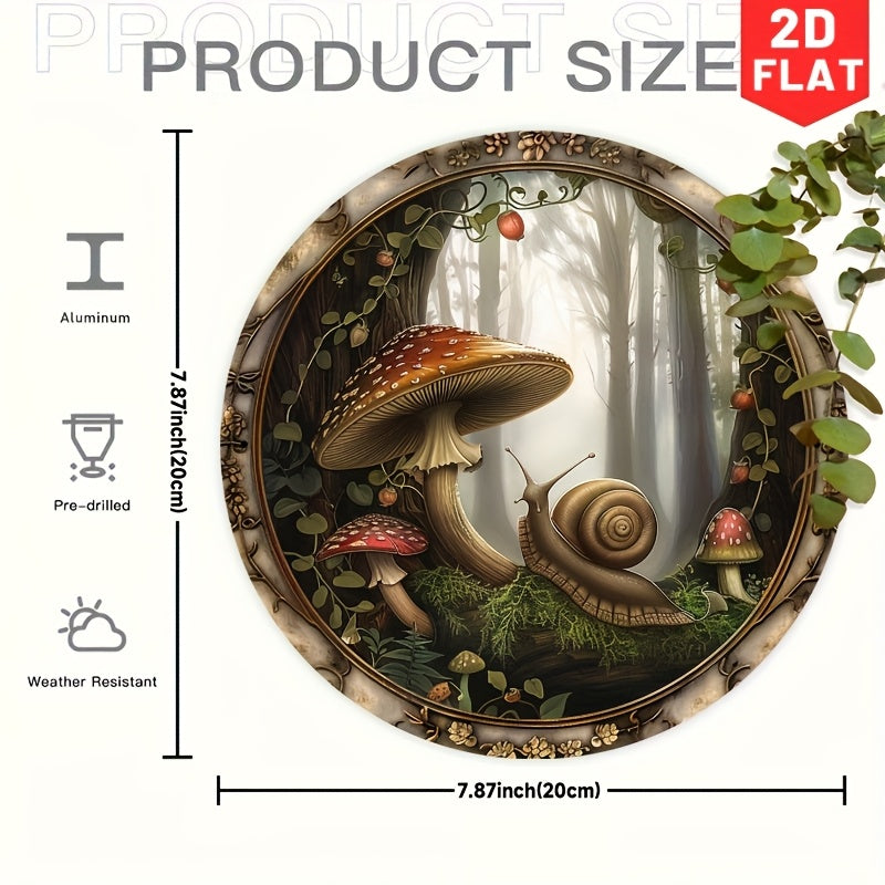 Round Aluminum Mushroom Retro Sign 2D Flat 8x8 inch