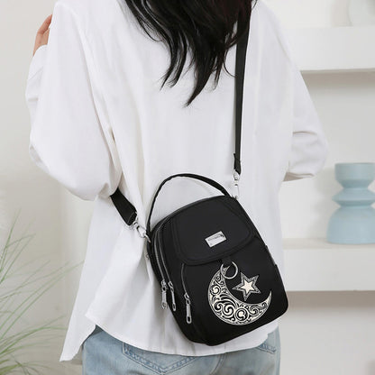 Modern Star and Moon Crossbody Bag Versatile Unisex