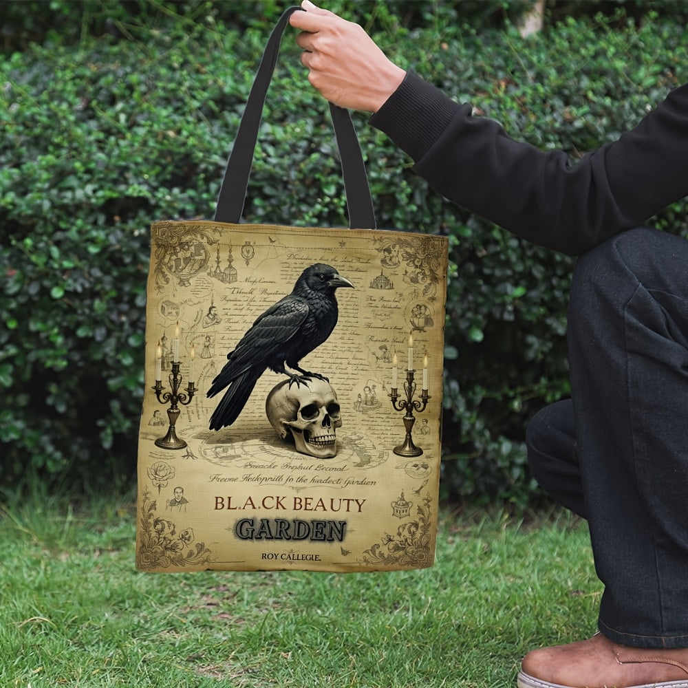 Gothic Raven Skull Tote Bag Large Capacity
