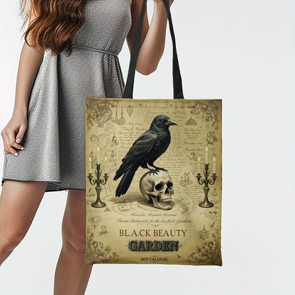 Gothic Raven Skull Tote Bag Large Capacity