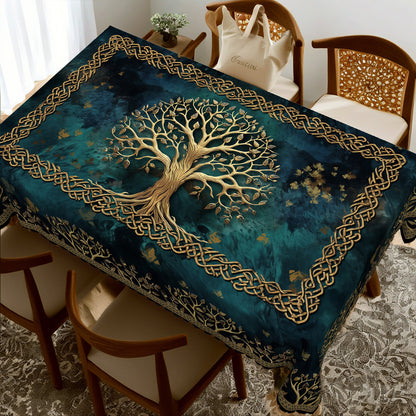 Deep Teal Tree of Life Tablecloth