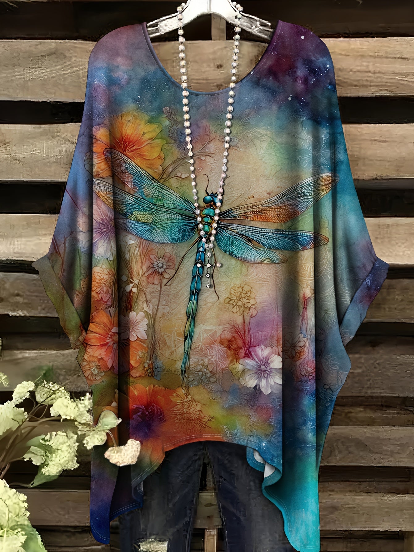 Plus Size Women'S Dragonfly Print T-Shirt